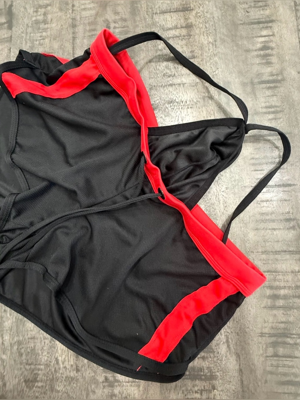 SAMPLE/Men's Athletic Swim Shorts - Black with Red Trim